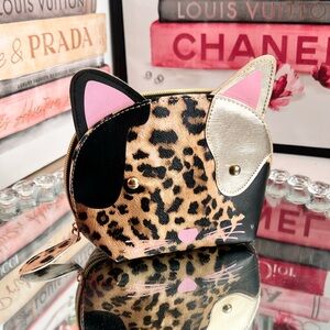 Leopard Print Cat Cosmetic Bag